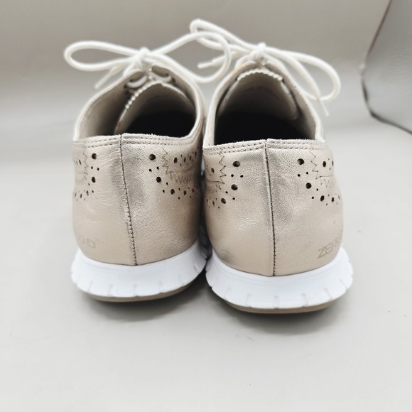 COLE HAAN ZEROGRAND GOLD METALIC LEATHER OXFORDS WOMEN'S SIZE US 8.5 B - Picture 4 of 8